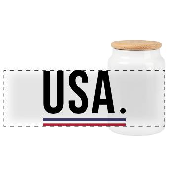 USA – Bold Streetwear Shirt 🇺🇸 - Panoramic Cookie Jar with Wooden Lid - white - Front