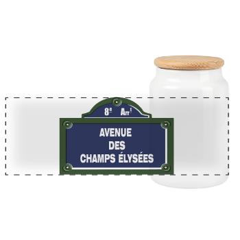 Vintage Parisian Street Signage Street Sign - Panoramic Cookie Jar with Wooden Lid - white - Front