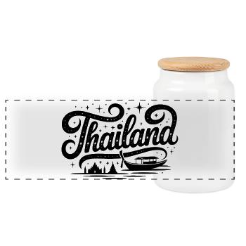 Thailand - Souvenir-Design - Panorama Keksdose mit Holzdeckel - Weiß - Vorne