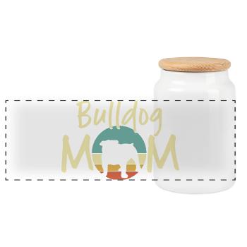 Bulldog Mom - Cadeau rétro amoureux des chiens - Boîte à biscuits avec couvercle en bois - blanc - Devant