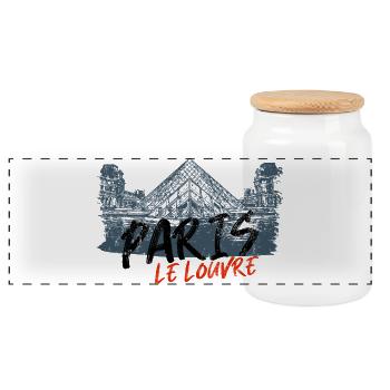 Design Inspiration Pyramide du Louvre Paris - Boîte à biscuits avec couvercle en bois - blanc - Devant