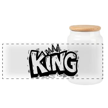 Roi Graffiti - Boîte à biscuits avec couvercle en bois - blanc - Devant