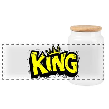 Lettrage King Graffiti - Boîte à biscuits avec couvercle en bois - blanc - Devant