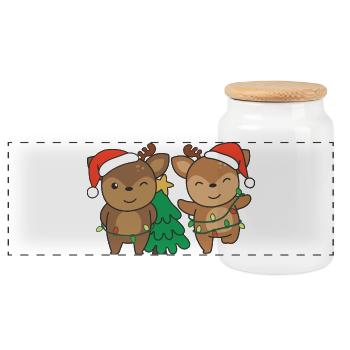 Cerf Noël Hiver Animaux Cerf - Boîte à biscuits avec couvercle en bois - blanc - Devant