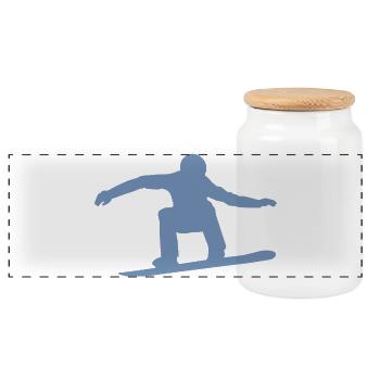 Snowboarder Silhouette Winter Sport Snow - Panoramic Cookie Jar with Wooden Lid - white - Front