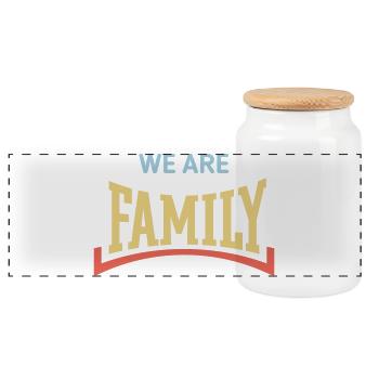 We Are Family (Family / Parents / Concave / 3C) - Panoramic Cookie Jar with Wooden Lid - white - Front