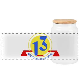 Logo 13 Bouches-du-Rhône - Panoramic Cookie Jar with Wooden Lid - white - Front