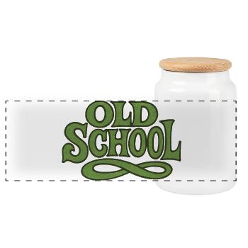 Old School Green Emblem - Panoramic Cookie Jar with Wooden Lid - white - Front