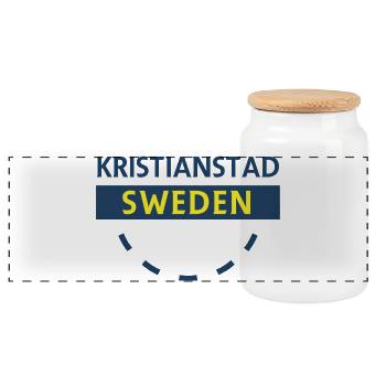 Kristianstad Schweden Stadtschild - Panorama Keksdose mit Holzdeckel - Weiß - Vorne