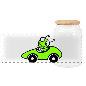 Caterpillar Worm Voiture de course Voiture de course Conduite rapide Sports - Boîte à biscuits avec couvercle en bois - blanc - Devant