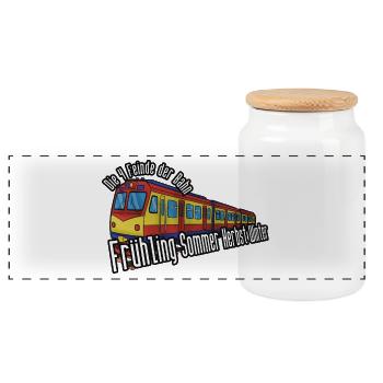 Railway colours seasons, year-round delay - Panoramic Cookie Jar with Wooden Lid - white - Front