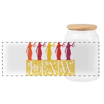 Justitia Anwalt Anwältin Gesetz Vintage Retro - Panorama Keksdose mit Holzdeckel - Weiß - Vorne