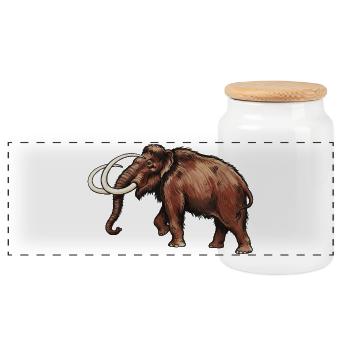 Woolly Mammoth Vintage Illustration - Panoramic Cookie Jar with Wooden Lid - white - Front