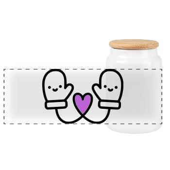 Gants mignons avec cœur | L’amour de l’hiver - Boîte à biscuits avec couvercle en bois - blanc - Devant