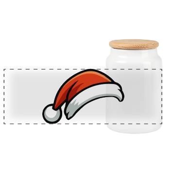 Chapeau de Noël festif dessin animé - Boîte à biscuits avec couvercle en bois - blanc - Devant