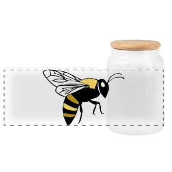 Bee Honey Bee Beekeeper Gift - Panoramic Cookie Jar with Wooden Lid - white - Front