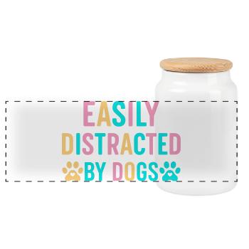 Easily distracted by dogs - Panoramic Cookie Jar with Wooden Lid - white - Front