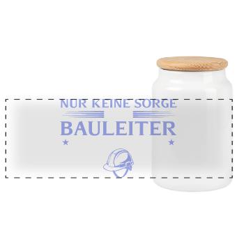 House construction - construction manager is there now - Panoramic Cookie Jar with Wooden Lid - white - Front