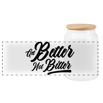 Get Better Not Bitter - Resilience Mindset - Panoramic Cookie Jar with Wooden Lid - white - Front