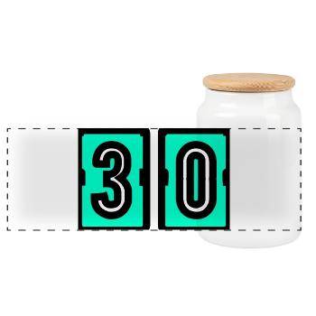 30. 30 ANS. 30e ANNIVERSAIRE. ANNIVERSAIRE 30 ANS. - Boîte à biscuits avec couvercle en bois - blanc - Devant