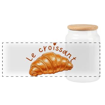The Crescent - Panoramic Cookie Jar with Wooden Lid - white - Front