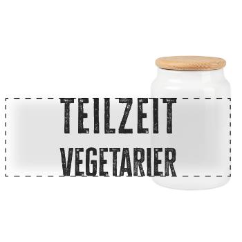 Teilzeitvegetarier Shirt Design - Panorama Keksdose mit Holzdeckel - Weiß - Vorne