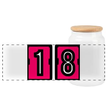 18. 18 YEARS OLD. 18th ANNIVERSARY. 18 BIRTHDAY. - Panoramic Cookie Jar with Wooden Lid - white - Front
