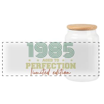 1985 - Panorama Keksdose mit Holzdeckel - Weiß - Vorne