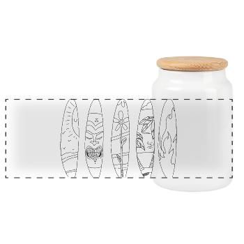 Collection Planches de Surf Tiki Rétro Aloha - Boîte à biscuits avec couvercle en bois - blanc - Devant