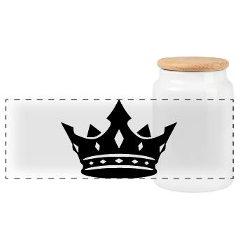 Crown Silhouette Black Cool Vector - Panoramic Cookie Jar with Wooden Lid - white - Front