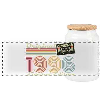 Original 1996 Vintage Vintage Anniversaire Rétro - Boîte à biscuits avec couvercle en bois - blanc - Devant