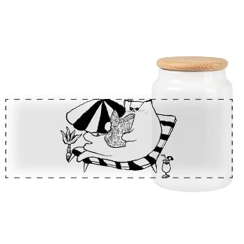 YOU DESERVE TO REST - Panoramic Cookie Jar with Wooden Lid - white - Front