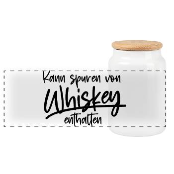 whiskey - Panoramic Cookie Jar with Wooden Lid - white - Front