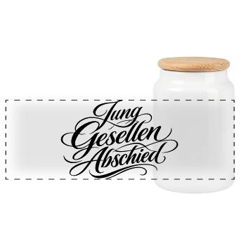 Bachelor party Jga - Panoramic Cookie Jar with Wooden Lid - white - Front
