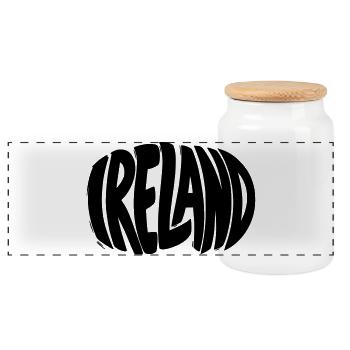 Irland - Ireland Schriftzug - Panorama Keksdose mit Holzdeckel - Weiß - Vorne