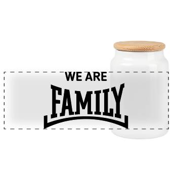 We Are Family (Familie / Eltern / Konkav / Black) - Panorama Keksdose mit Holzdeckel - Weiß - Vorne