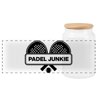 Accro au padel, accro au racket ! Écrase-le - Boîte à biscuits avec couvercle en bois - blanc - Devant