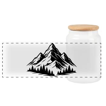 Mountains Forest Landscape - Panoramic Cookie Jar with Wooden Lid - white - Front