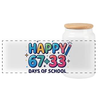 Bonne équation de maths scolaire des 100 jours - Boîte à biscuits avec couvercle en bois - blanc - Devant