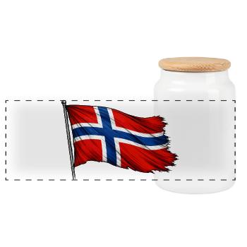 Drapeau de la Norvège - Boîte à biscuits avec couvercle en bois - blanc - Devant