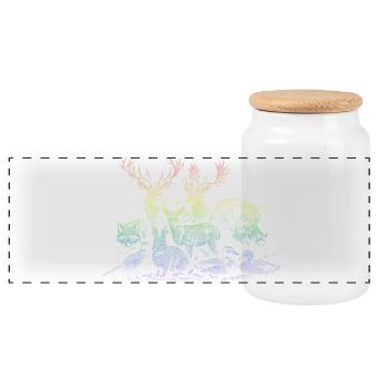 Herd of deer in the rainbow - Panoramic Cookie Jar with Wooden Lid - white - Front