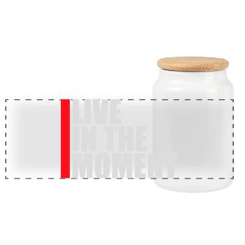 Live In The Moment Mindfulness Presence Awareness - Panoramic Cookie Jar with Wooden Lid - white - Front