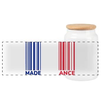 Code Barre Made in France - Boîte à biscuits avec couvercle en bois - blanc - Devant
