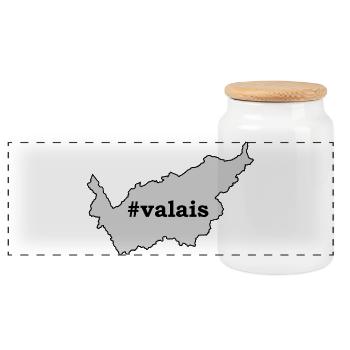 VS Valais / Wallis - Panorama Keksdose mit Holzdeckel - Weiß - Vorne