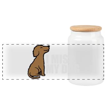 I Miss My Dog Dog Lover Dogs Love Joke Logo - Panoramic Cookie Jar with Wooden Lid - white - Front