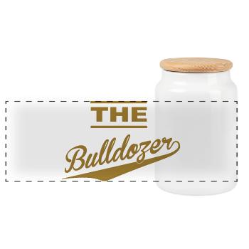 The Bulldozer Vintage Sport Typography Design - Panoramic Cookie Jar with Wooden Lid - white - Front