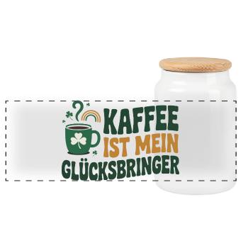 Le café est mon porte-bonheur - Boîte à biscuits avec couvercle en bois - blanc - Devant