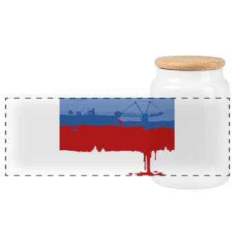 ŁUŽICA KRAWI - BRUNICA - Panorama Keksdose mit Holzdeckel - Weiß - Vorne