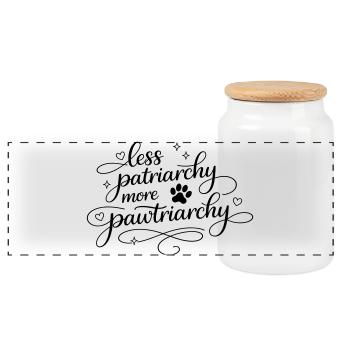 less patriarchy, more pawtriarchy - Panorama Keksdose mit Holzdeckel - Weiß - Vorne