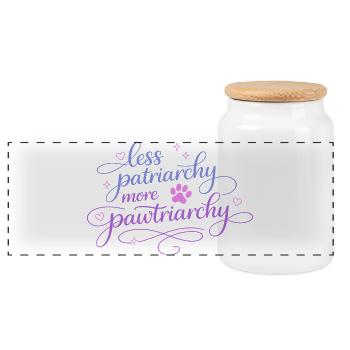 less patriarchy, more pawtriarchy - Panoramic Cookie Jar with Wooden Lid - white - Front